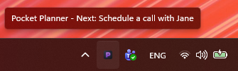 Pocket Planner System Tray quick launch menu